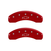Thumbnail for MGP 4 Caliper Covers Engraved Front & Rear Bowtie Red finish silver ch