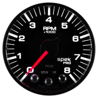 Thumbnail for Autometer Spek-Pro Black 2 1/16 inch 8K RPM Tach w/ Shift Light and Peak Memory