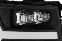 Thumbnail for AlphaRex 07-13 Chevy 1500HD(NewBody) NOVA LED Proj Headlight Plank Sty Glos Blk w/Activ Lite/Seq Sig