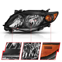 Thumbnail for ANZO 2009-2010 Toyota Corolla Crystal Headlight Black Amber