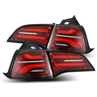Thumbnail for AlphaRex 17-22 Tesla Model 3 PRO-Series LED Tail Lights Red Smoke w/Seq Sig