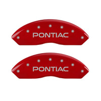Thumbnail for MGP 4 Caliper Covers Engraved Front Pontiac Engraved Rear GXP Red finish silver ch