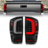 Thumbnail for ANZO 16-21 Toyota Tacoma LED Tail Lights - w/ Light Bar Sequential Black Housing & Clear Lens