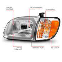 Thumbnail for ANZO 00-04 Toyota Tundra (Reg/Acc Cab Only) Crystal Headlights w/Lgt Bar Chrome w/Corner Lights 2pc