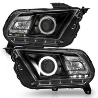 Thumbnail for ANZO 2010-2014 Ford Mustang Projector Headlights w/ Halo Black (CCFL)