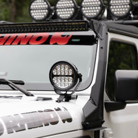 Thumbnail for Go Rhino Xplor Blackout Series Round LED Driving Light w/DRL (Surface/Threaded Stud Mnt) 7in. - Blk