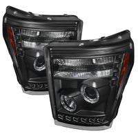 Thumbnail for Spyder Ford Super Duty 11-15 Projector Headlights LEDHalo DRL Blk High H1 Low 9006 PRO-YD-FS11-HL-BK