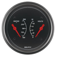 Thumbnail for AutoMeter Gauge Dual Wtmp & Volt 3-3/8in. 250 Deg. F & 18V Elec Designer Black
