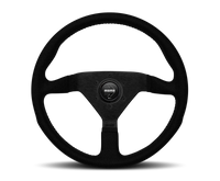 Thumbnail for Momo Montecarlo Alcantara Steering Wheel 320 mm - Black/Black Stitch/Black Spokes