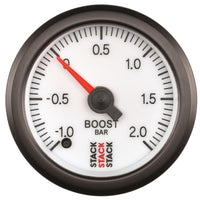 Thumbnail for Autometer Stack 52mm -1 to +2 Bar (Incl T-Fitting) Pro Stepper Motor Boost Pressure Gauge - White