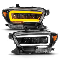 Thumbnail for ANZO 16-22 Toyota Tacoma LED Projector Headlights w/ Light Bar Sequential Black Housing w/Initiation
