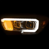 Thumbnail for ANZO 2016-2017 Toyota Tacoma Projector Headlights w/ Plank Style Design Chrome w/ Amber
