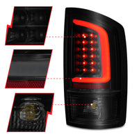 Thumbnail for ANZO 2002-2006 Dodge  Ram 1500 LED Tail Lights w/ Light Bar Black Housing Smoke Lens
