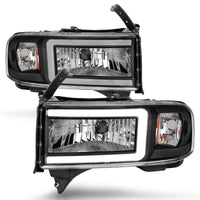 Thumbnail for ANZO 94-02 Dodge RAM Crystal Headlight - w/ Light Bar Black Housing