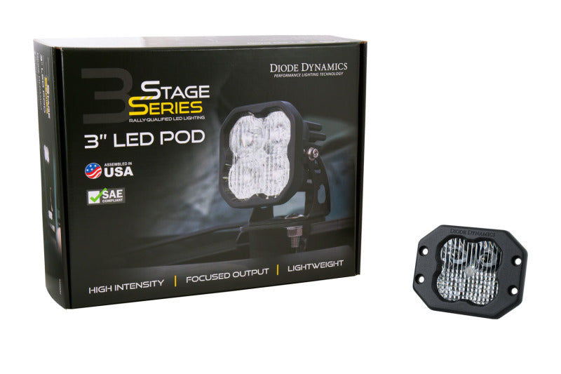 Diode Dynamics SS3 LED Pod Sport - White SAE Fog Flush (Single)