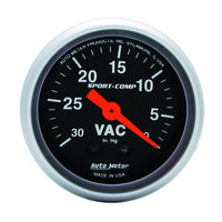 Thumbnail for Autometer Sport-Comp 2-1/16in. 30 IN HG Mechanical Vacuum Gauge