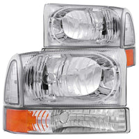 Thumbnail for ANZO 2000-2004 Ford Excursion Crystal Headlights Chrome w/ Corner Lights 2pc