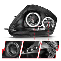 Thumbnail for ANZO 2000-2005 Mitsubishi Eclipse Projector Headlights w/ Halo Black