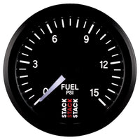 Thumbnail for Autometer Stack 52mm 0-15 PSI 1/8in NPTF Male Pro Stepper Motor Fuel Pressure Gauge - Black