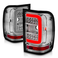 Thumbnail for ANZO 2001-2011 Ford  Ranger LED Tail Lights w/ Light Bar Chrome Housing Clear Lens