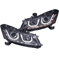 Thumbnail for ANZO 2008-2012 Honda Accord Projector Headlights w/ U-Bar Black