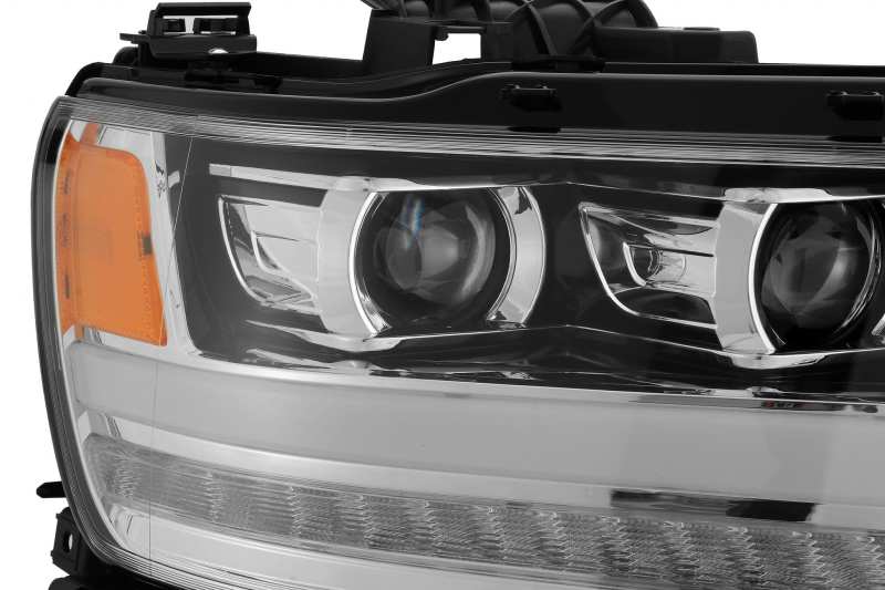 AlphaRex 19-20 Dodge Ram 1500 LUXX LED Proj Headlights Plank Chrome w/Activ Light/Seq Signal/DRL