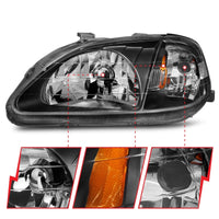 Thumbnail for ANZO 1999-2000 Honda Civic Crystal Headlights Black