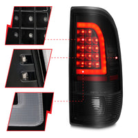 Thumbnail for ANZO 1997-2003 Ford F-150 LED Tail Lights w/ Light Bar Black Housing Smoke Lens