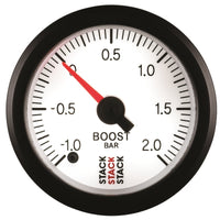 Thumbnail for Autometer Stack 52mm -1 to +2 Bar (Incl T-Fitting) Pro Stepper Motor Boost Pressure Gauge - White