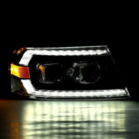 Thumbnail for AlphaRex 04-08 Ford F-150 (No 2004 Heritage) LUXX-Series LED Proj HL Alpha-Blk w/Actv Lgt / Seq. Sig