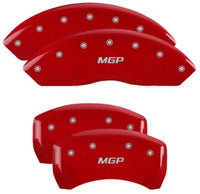 Thumbnail for MGP 4 Caliper Covers Engraved Front & Rear MGP Red Finish Silver Char 2019 Chevrolet Blazer