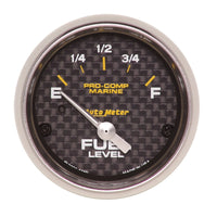 Thumbnail for Autometer Marine Carbon Fiber 2-1/16in 240-33 Ohms Electric Fuel Level Gauge