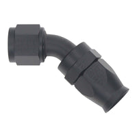 Thumbnail for DeatschWerks 10AN Female Swivel 45-Degree Hose End PTFE (Incl Olive Insert) - Anodized Matte Black