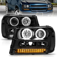 Thumbnail for ANZO 2002-2009 Chevrolet Trailblazer Projector Headlights w/ Halo Black