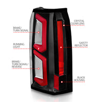 Thumbnail for ANZO 2015-2020 Chevrolet Tahoe LED Tail Lights w/ Light Bar Black Housing Clear Lens