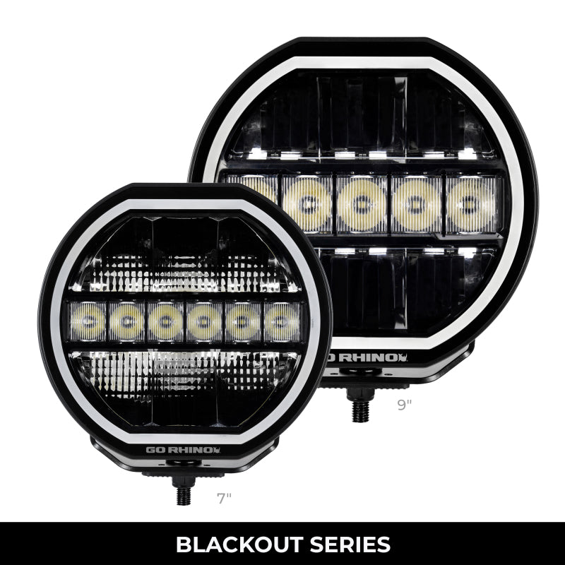 Go Rhino Xplor Blackout Series Maxline LED Hi/Low Beam w/Multi DRL (Surface Mount) 7in. - Blk