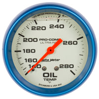 Thumbnail for AutoMeter Gauge Oil Temp 2-5/8in. 140-280 Deg. F Liquid Filled Mech Glow In Dark Ultra-Nite