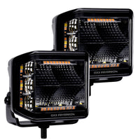 Thumbnail for Go Rhino Xplor Blackout Combo Series Cube Sideline LED Flood Lights w/Amber 4x3 - Blk (Pair)