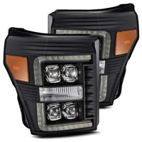 Thumbnail for AlphaRex 11-16 Ford F-350 SD NOVA LED Projector Headlights Plank Style Blk w/Activ Light/Seq Signal
