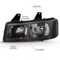 Thumbnail for ANZO 2003-2017 Chevy Express Crystal Headlight Black