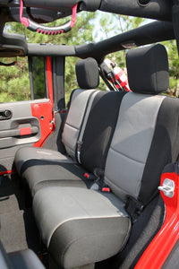 Thumbnail for Rugged Ridge Seat Cover Kit Black/Gray 07-10 Jeep Wrangler JK 2dr