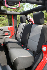 Thumbnail for Rugged Ridge Seat Cover Kit Black/Gray 07-10 Jeep Wrangler JK 4dr