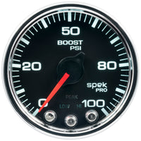 Thumbnail for Autometer Spek-Pro Gauge Boost 2 1/16in 100psi Stepper Motor W/Peak & Warn Blk/Chrm