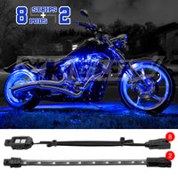 Thumbnail for XK Glow Single Color XKGLOW LED Accent Light Motorcycle Kit Blue - 8xPod + 2x8InStrips