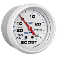Thumbnail for Autometer Marine White Gauge 2-5/8in Mechanical Vacuum/Boost Gauge 30INHG-30PSI