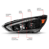 Thumbnail for ANZO 15-18 Ford Focus Projector Headlights - w/ Light Bar Switchback Black Housing