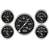 Thumbnail for Auto Meter Gauge Kit 5 pc. 3 1/8in & 2 1/16in Mechanical Speedometer Old Tyme Black