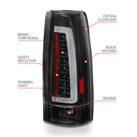Thumbnail for ANZO 1999-2000 Cadillac Escalade LED Taillights Black Housing Clear Lens Pair