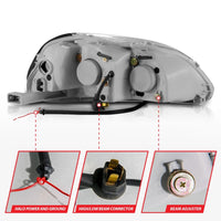 Thumbnail for ANZO 1996-1998 Honda Civic Projector Headlights w/ Halo Black