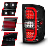 Thumbnail for ANZO 14-18 GMC Sierra 1500 Full LED Taillights Black Housing Clear Lens (w/C Light Bars)